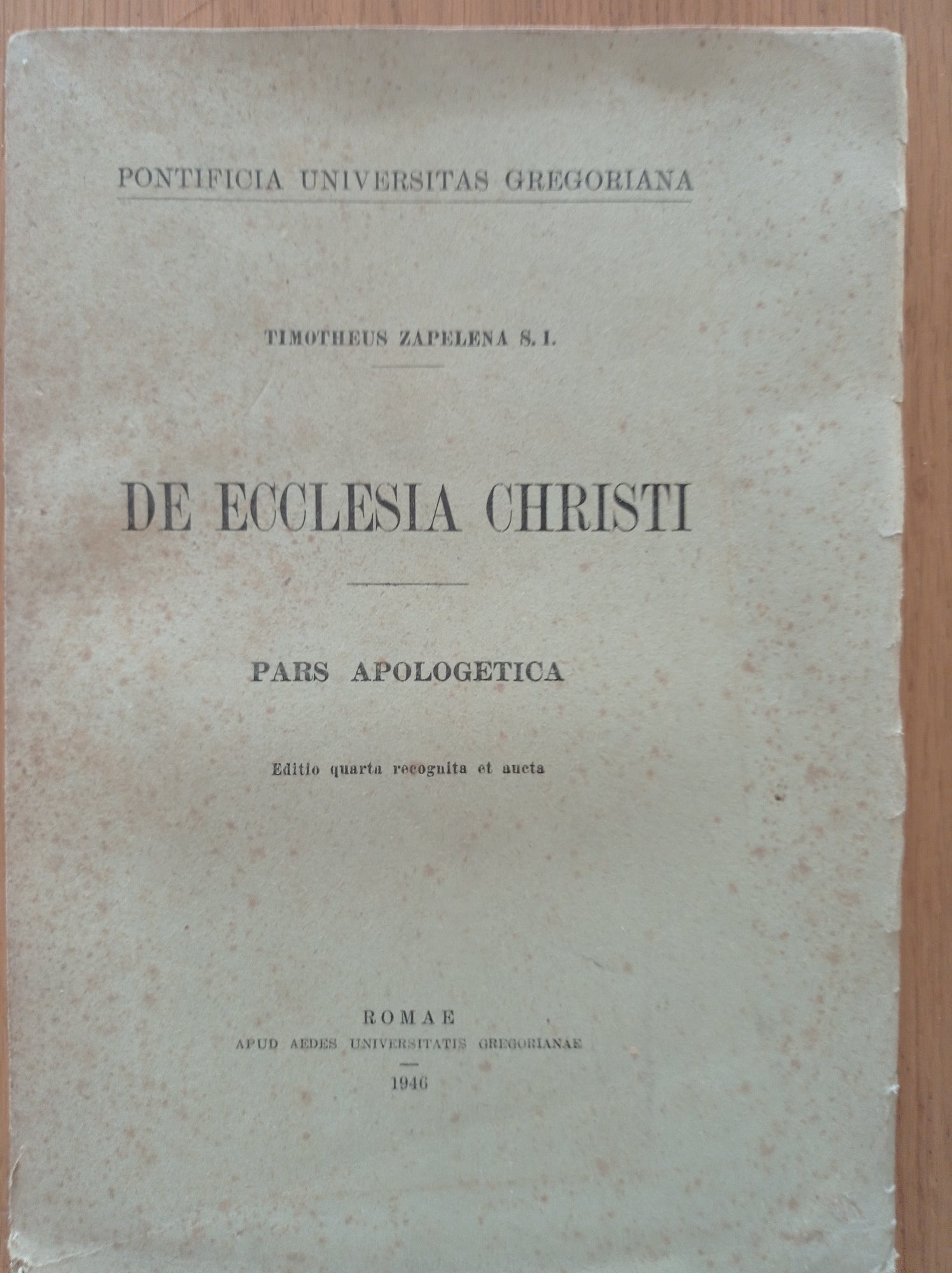De Ecclesia Christi Pars Apologetica - copertina