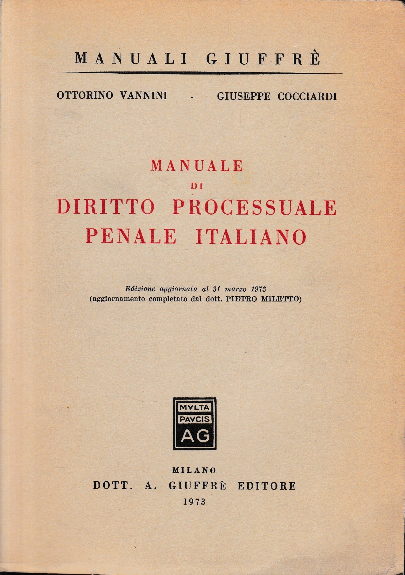 Manuale di Diritto Processuale Penale Italiano - copertina