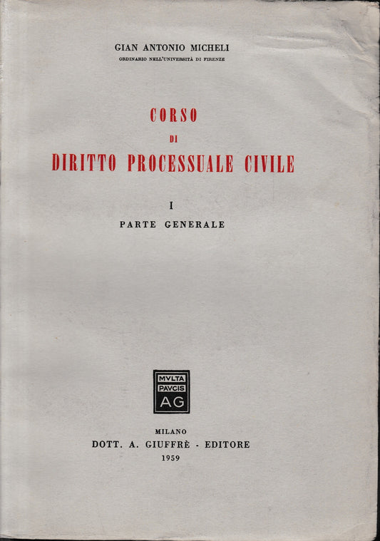 Corso di diritto processuale civile, vol. 1: parte generale - copertina