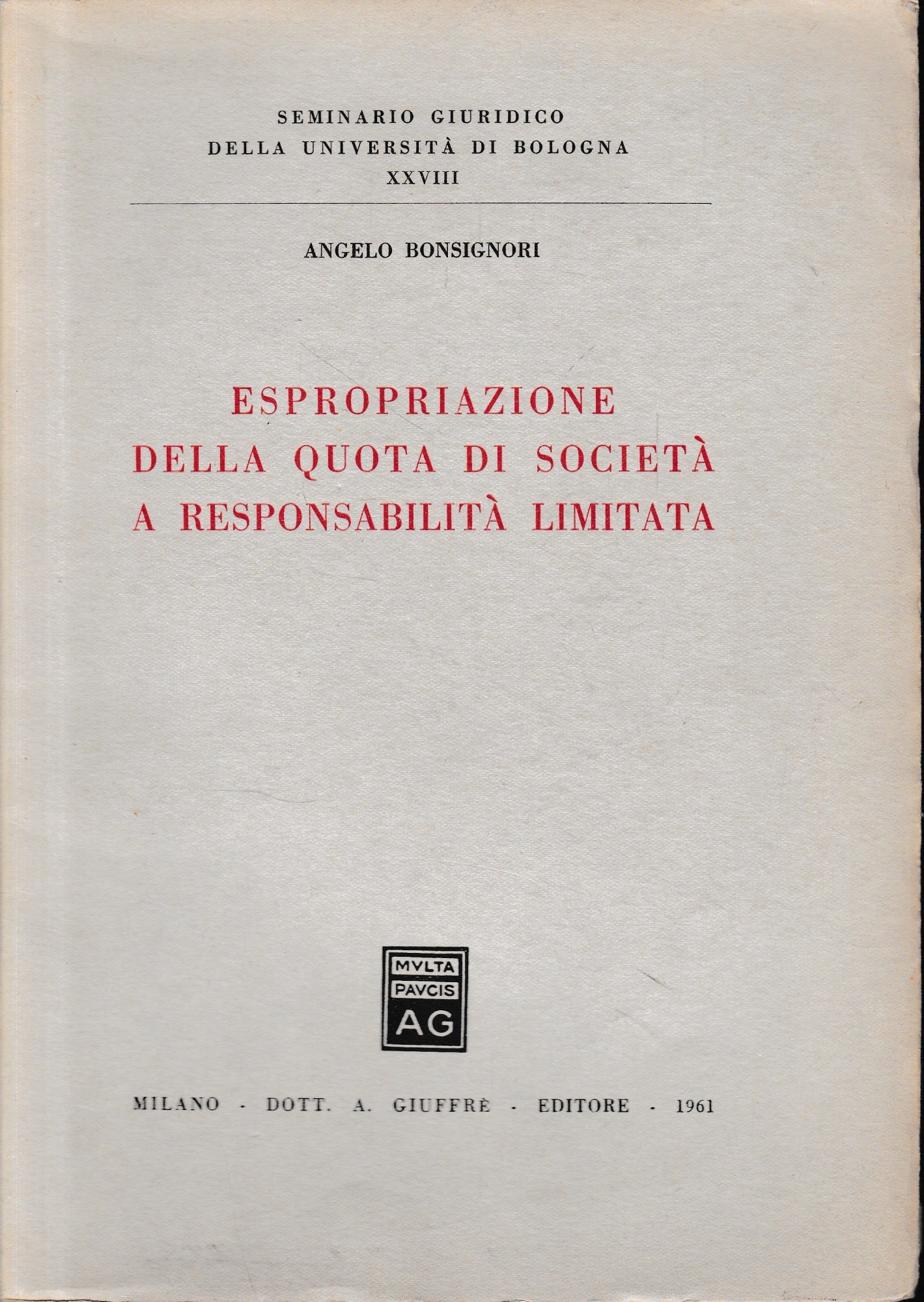 Espropriazione della quota di società a responsabilità limitata - copertina