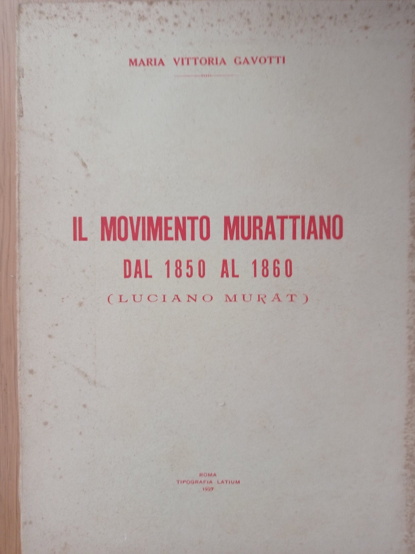 Il movimento murattiano dal 1850 al 1860 - copertina