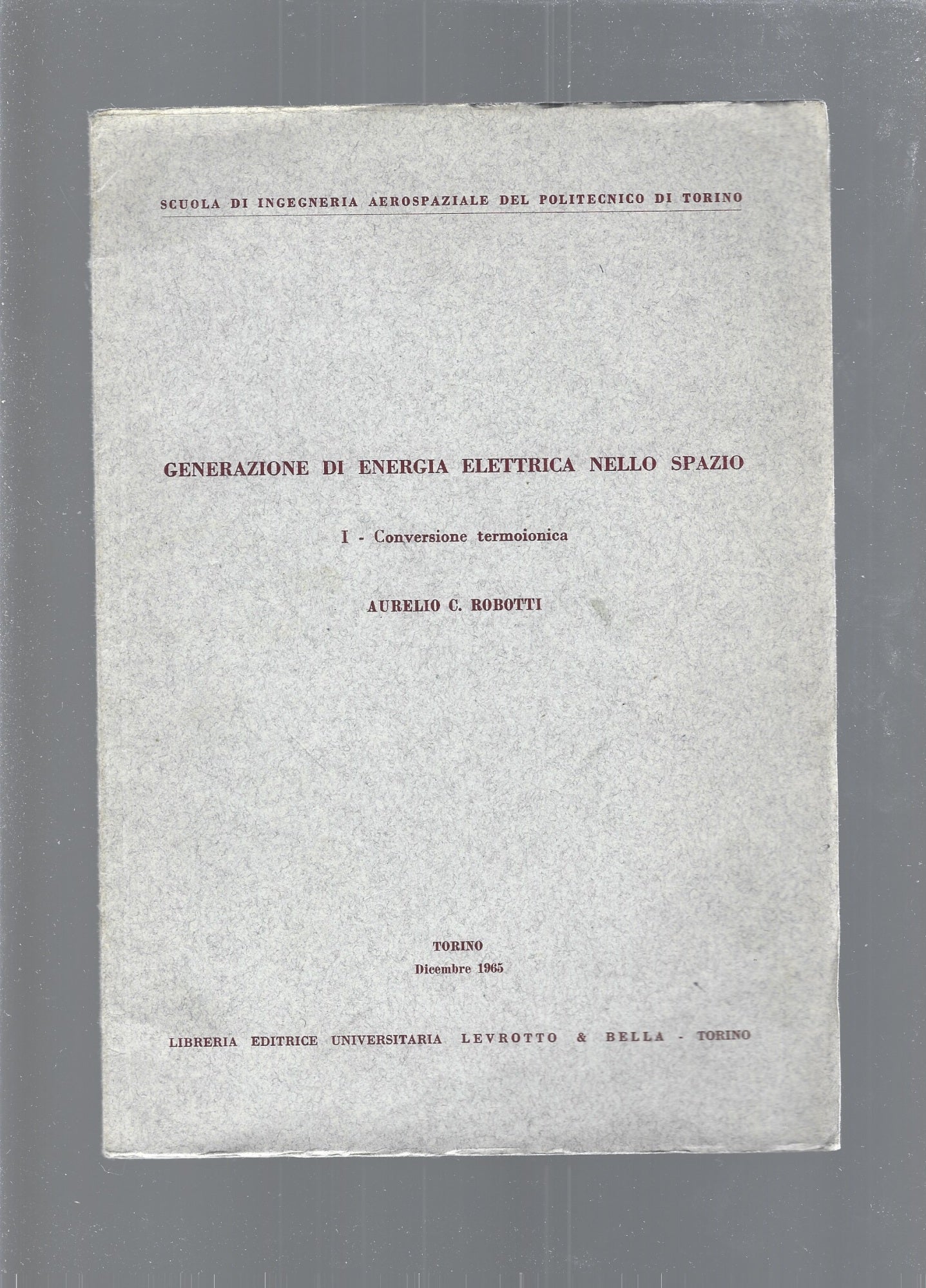 GENERAZIONE DI ENERGIA ELETTRICA NELLO SPAZIO, 1 - copertina
