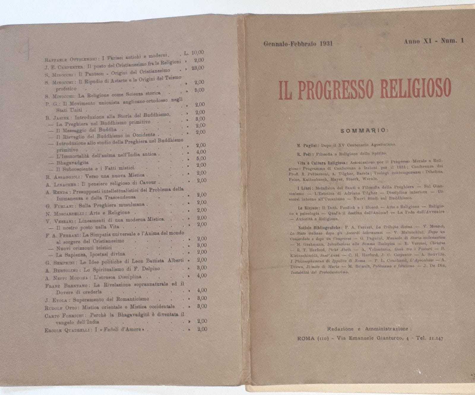 Il progresso religioso N.1 - copertina
