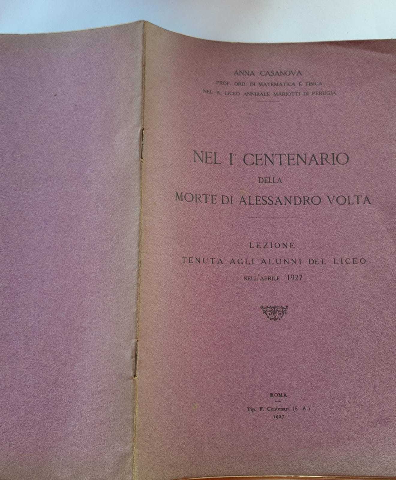 Nel 1 centenario della morte di Alessandro Volta - copertina