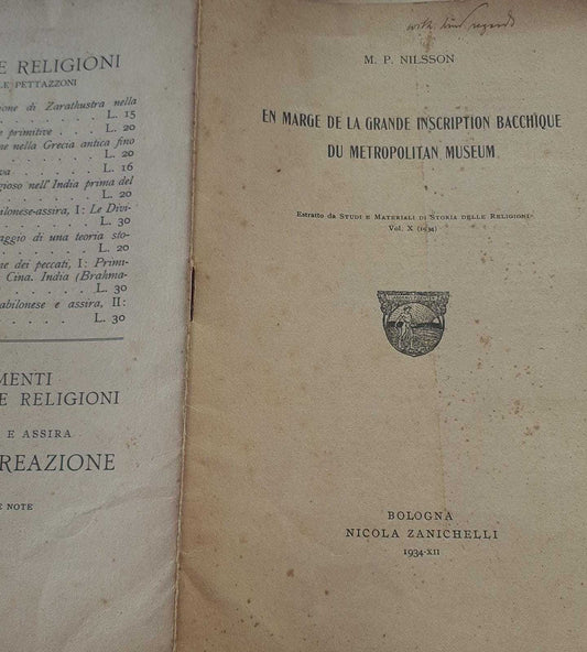 En marge de la grande inscription bacchique du metropolitan musem - copertina