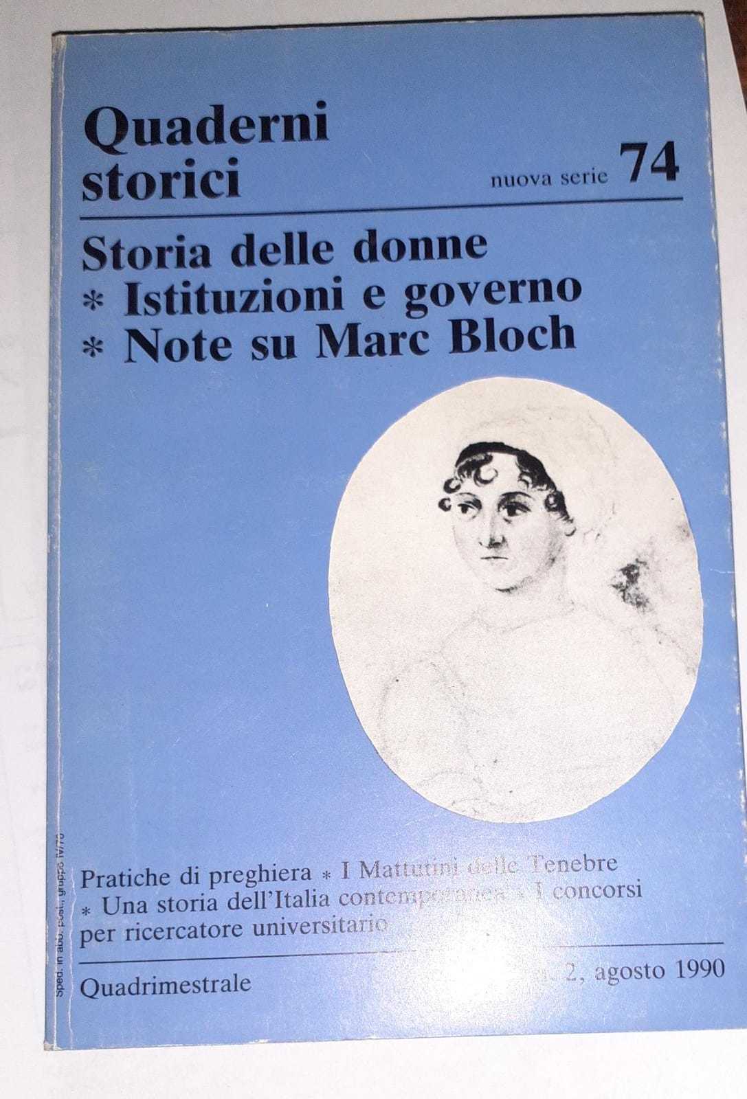 Storia delle donne ; Istituzioni e governo ; Note su Marc Bloc - copertina