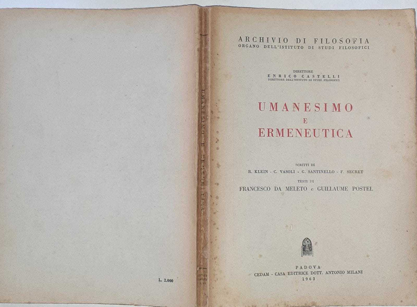 Umanesimo e ermeneutica - copertina
