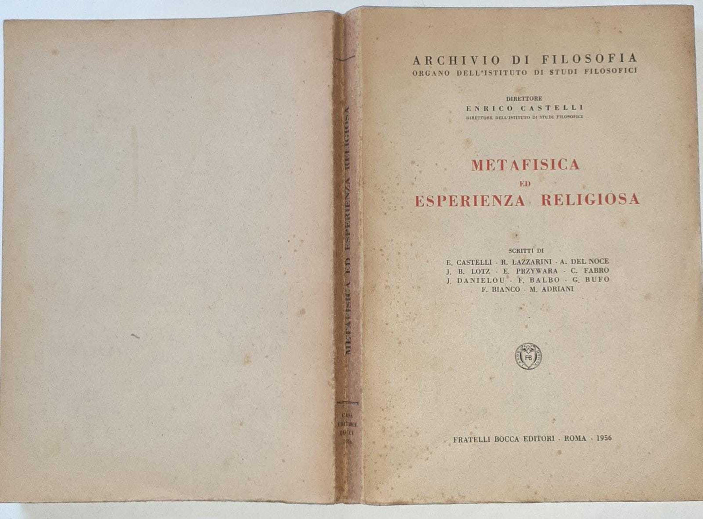 Metafisica ed esperienza religiosa - copertina