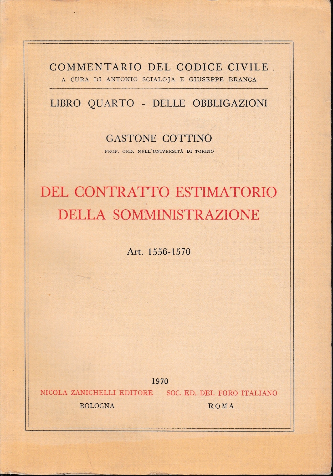Del contratto estimatorio della somministrazione, art. 1556-1570 - copertina