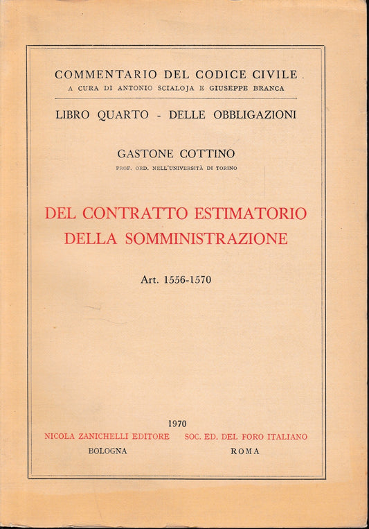 Del contratto estimatorio della somministrazione, art. 1556-1570 - copertina
