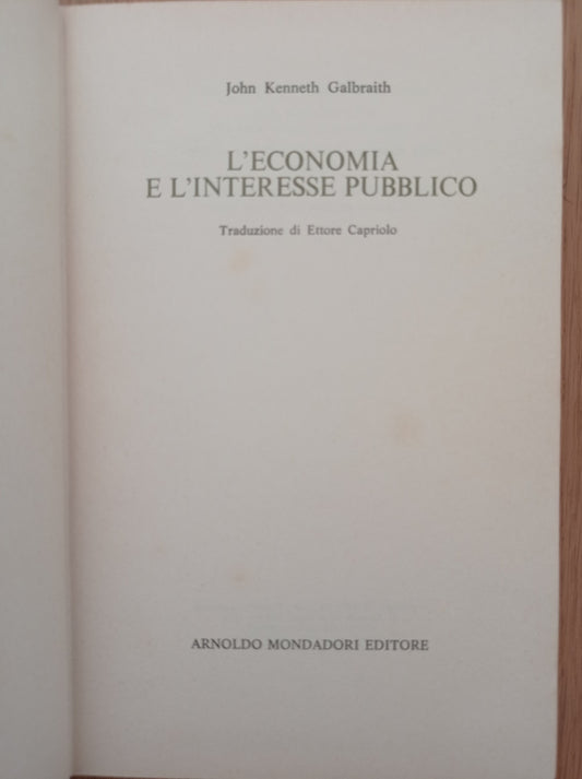 L'economia e l'interesse pubblico - copertina