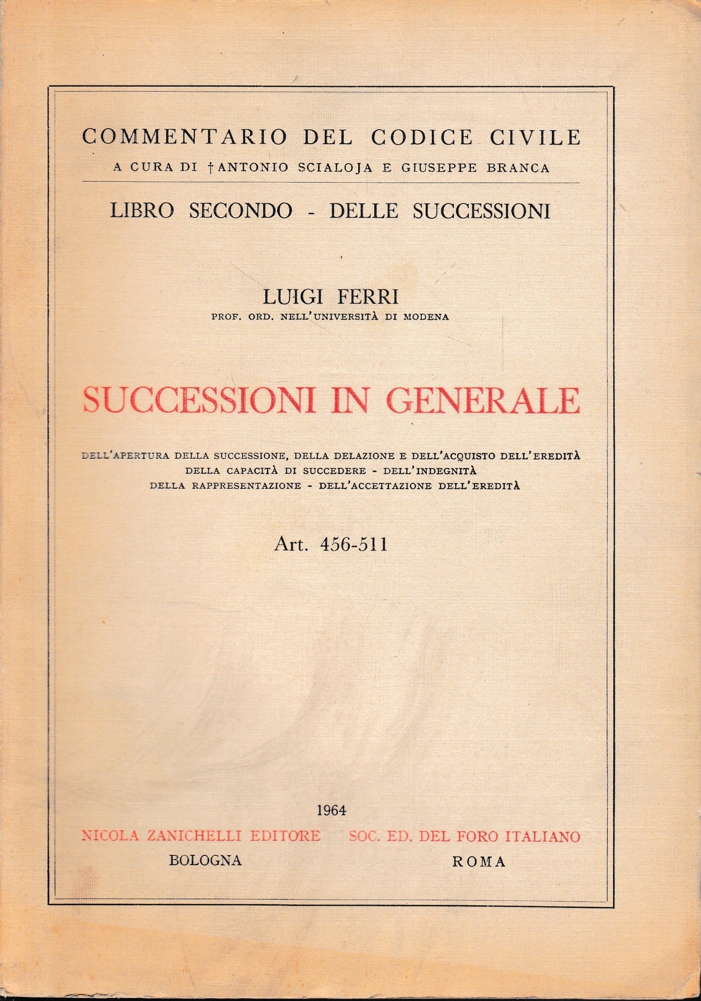 Successioni in generale, art. 456-511 - copertina