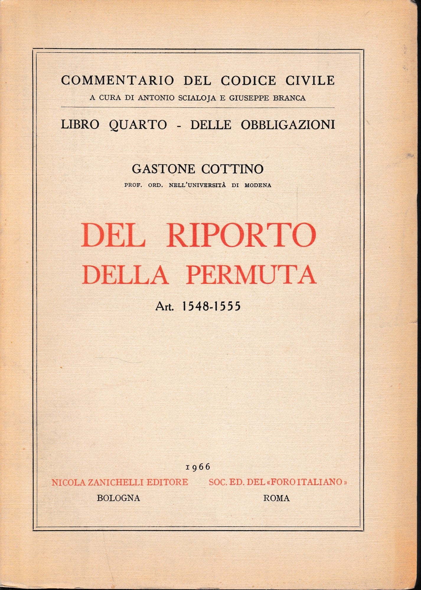 Del Riporto,della Permuta, art. 1548-1555 - copertina