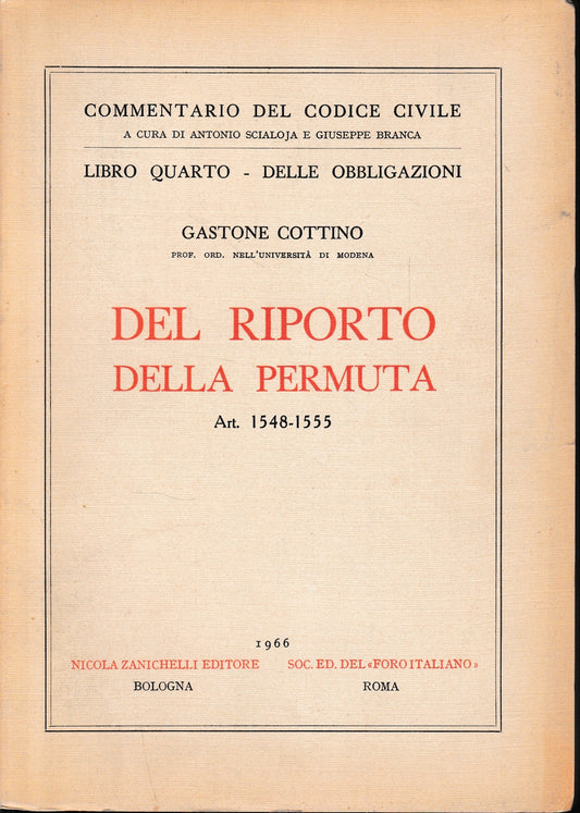 Del Riporto,della Permuta, art. 1548-1555 - copertina
