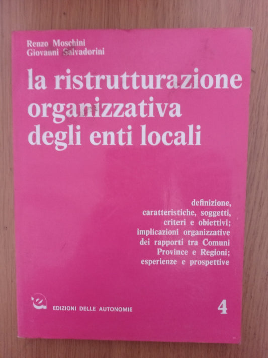 La ristrutturazione organizzativa degli enti locali - copertina