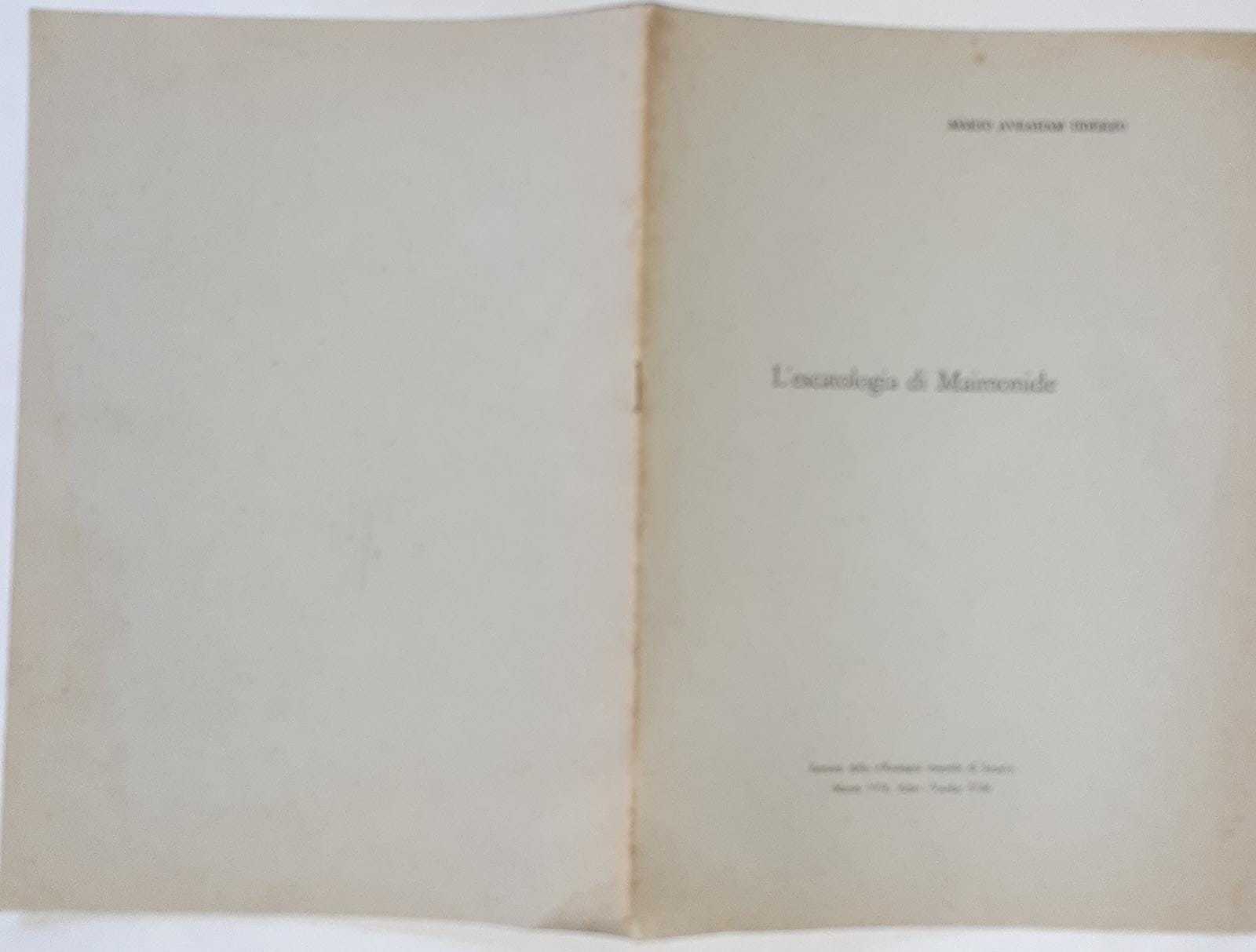 L'escatologia di Maimonide - copertina