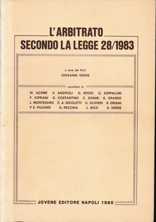 L'arbitrato secondo la Legge 28/1983 - copertina