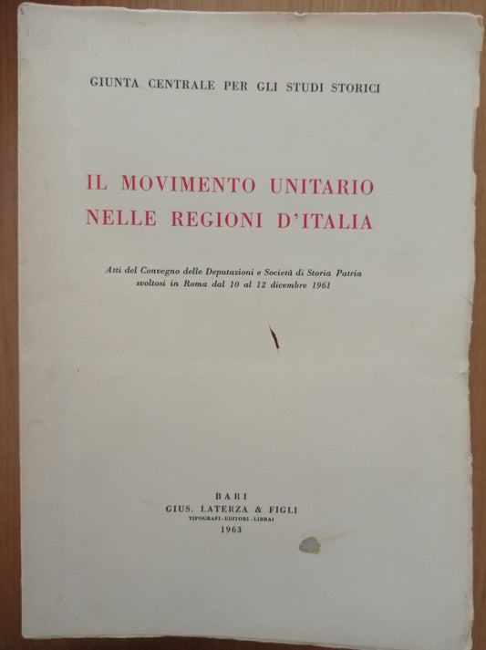 Il movimento unitario nelle Regioni d'Italia - copertina