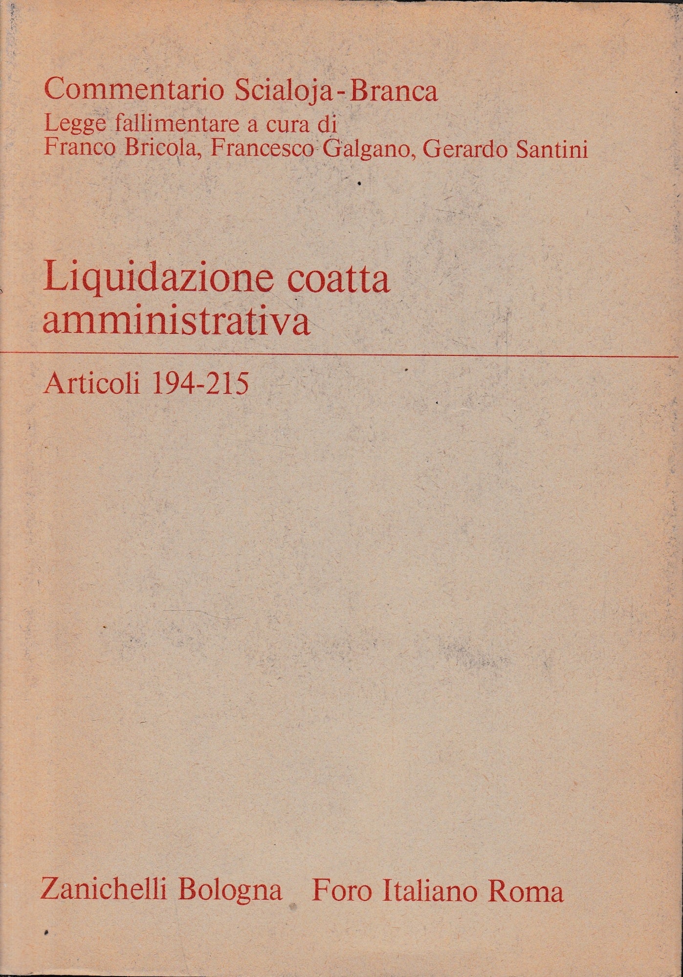 Liquidazione coatta amministrativa, art. 194-215. - copertina