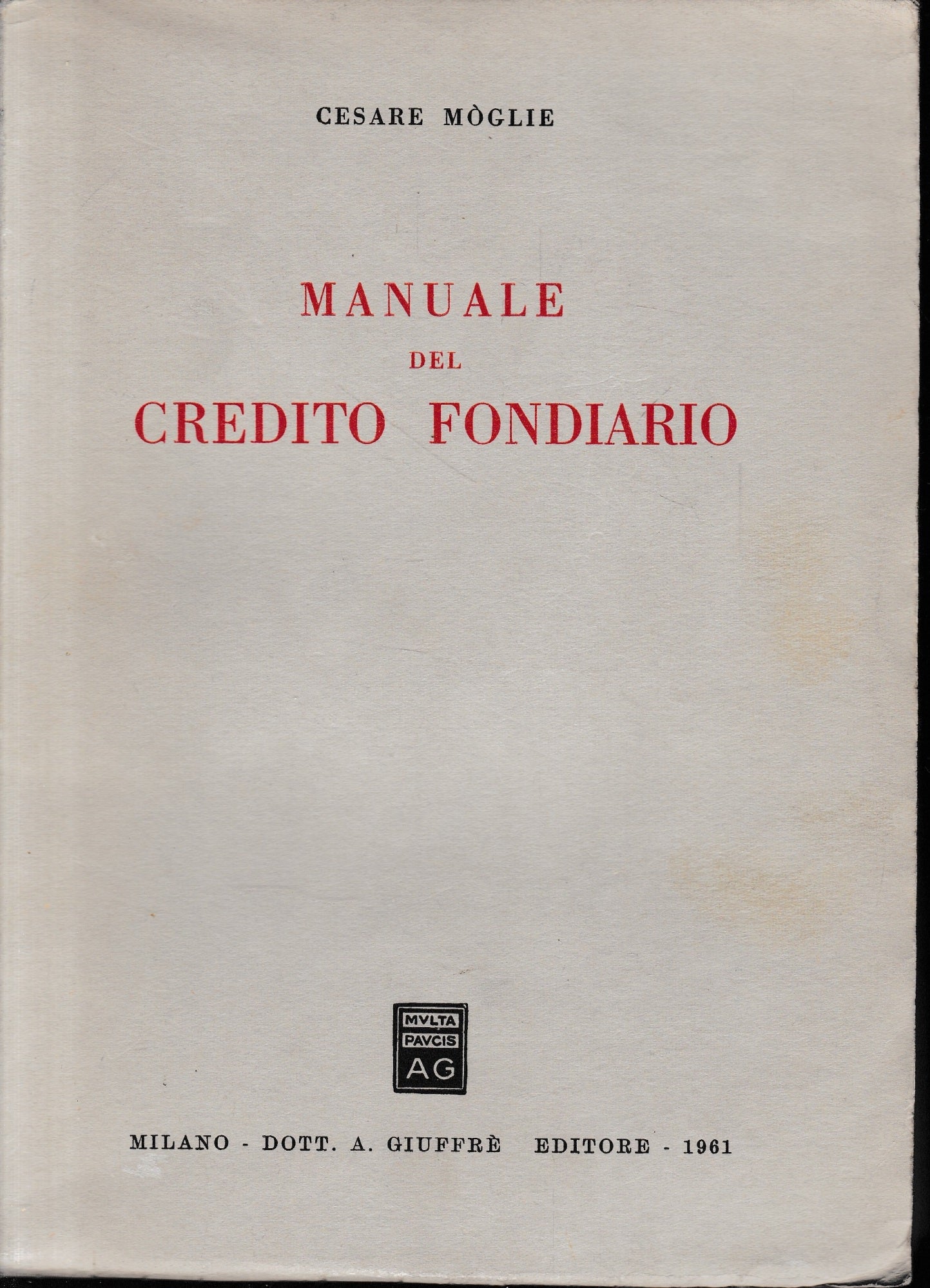 Manuale del credito fondiario - copertina