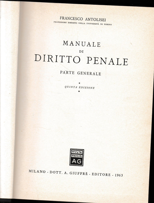 Manuale di diritto penale. Parte generale - copertina