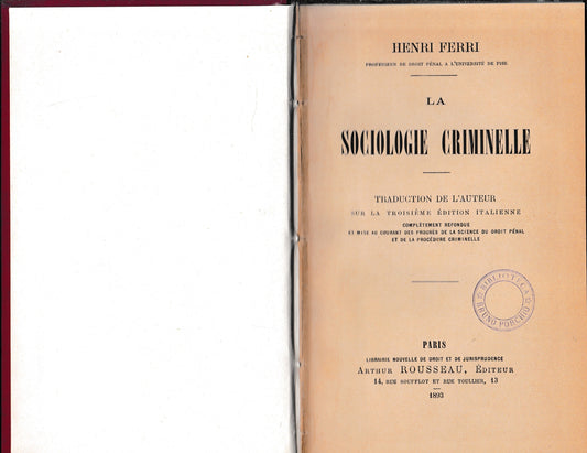 La Sociologie Criminelle - copertina