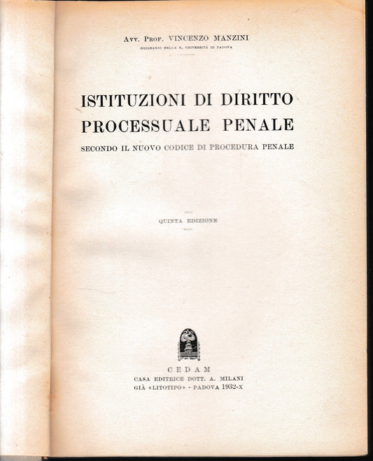 Istituzioni di Diritto Processuale Penale secondo il nuovo codice di procedura penale - copertina