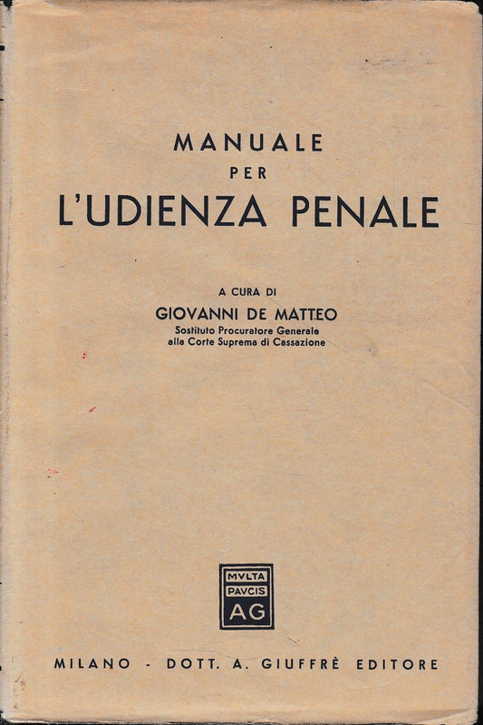 Manuale per l'udienza penale - copertina