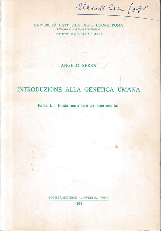 Introduzione alla genetica umana, parte prima: i fondamenti teorico-sperimentali - copertina