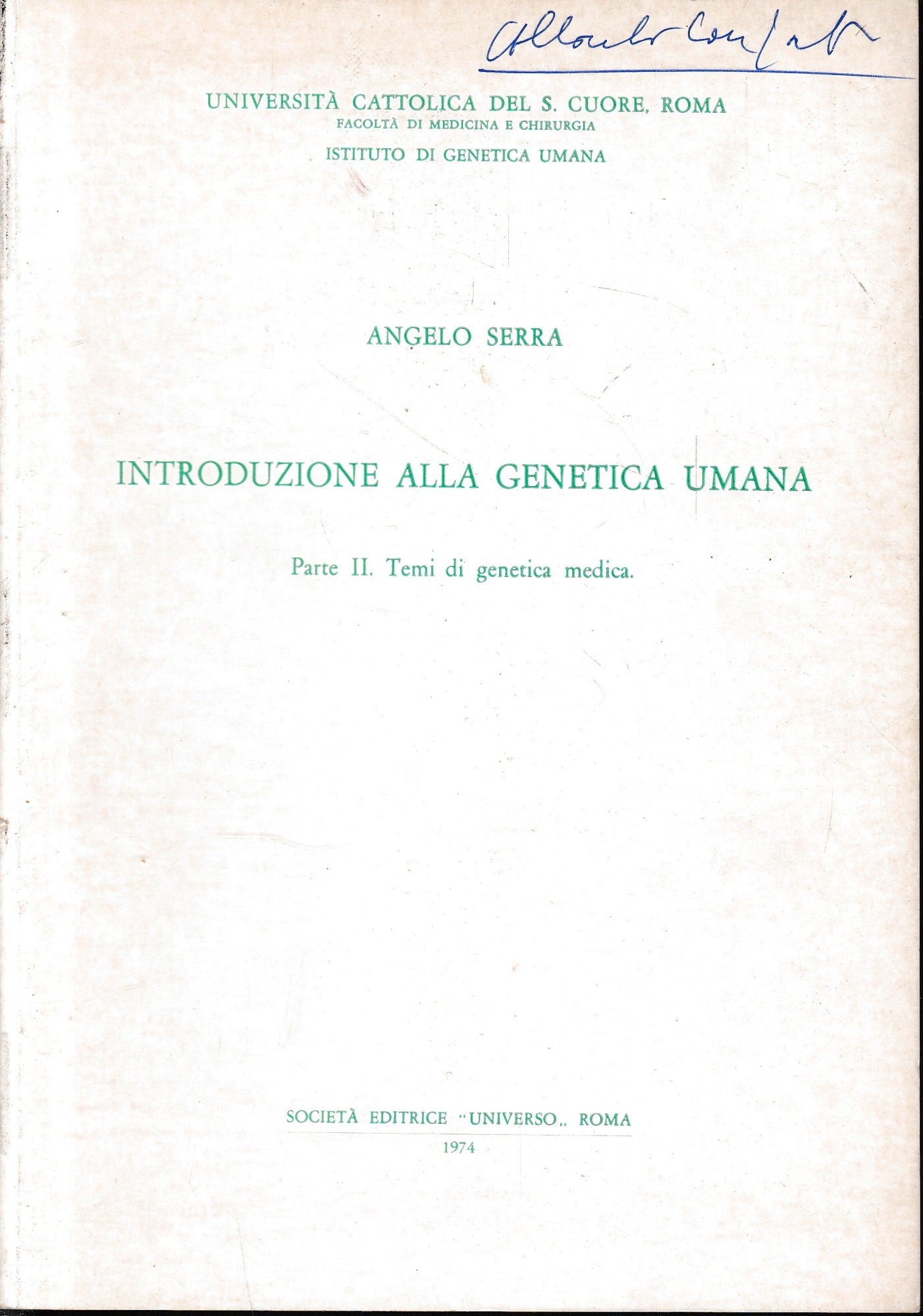 Introduzione alla genetica umana, parte secona: temi di genetica medica - copertina