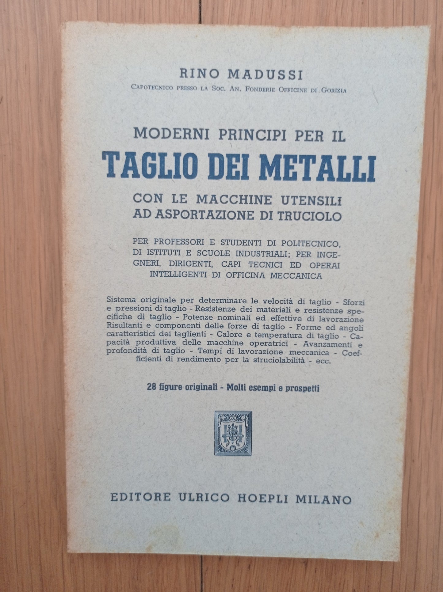 Moderni principi per il taglio dei metalli con le macchine utensili ad asportazione di truciolo - copertina