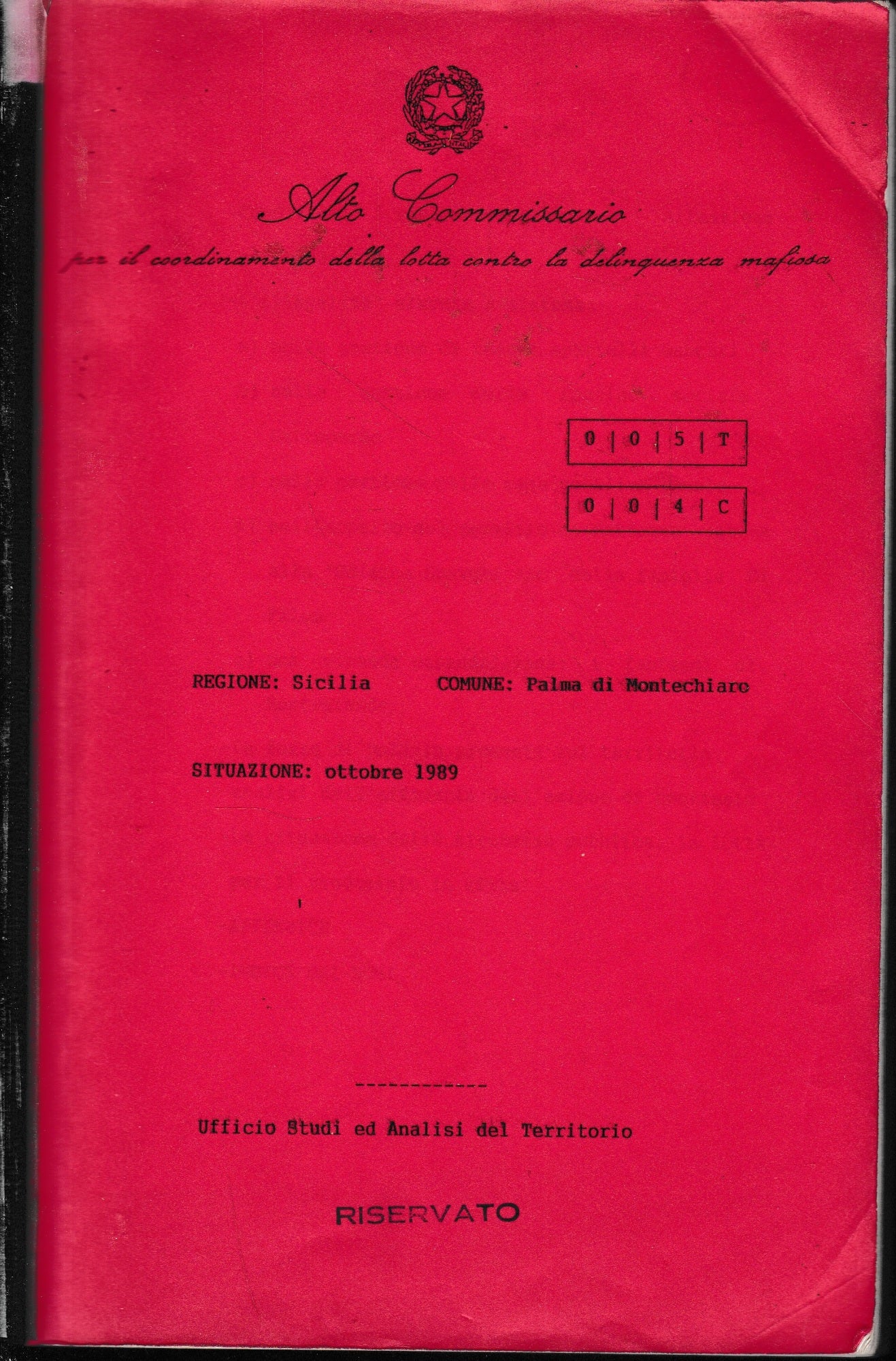 Regione: Sicilia Comune: Palma di Montichiaro Situazione: Ottobre 1989 - copertina