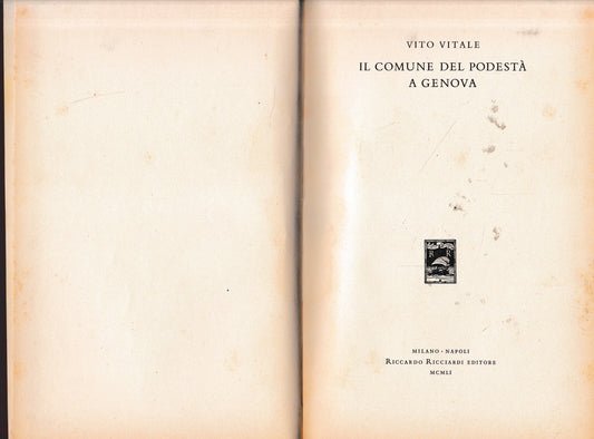 Il comune del Podestà a Genova - copertina