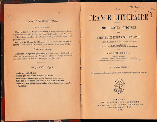 La France Litteraire. Morceaux Choisis des principaux écrivains francais - copertina