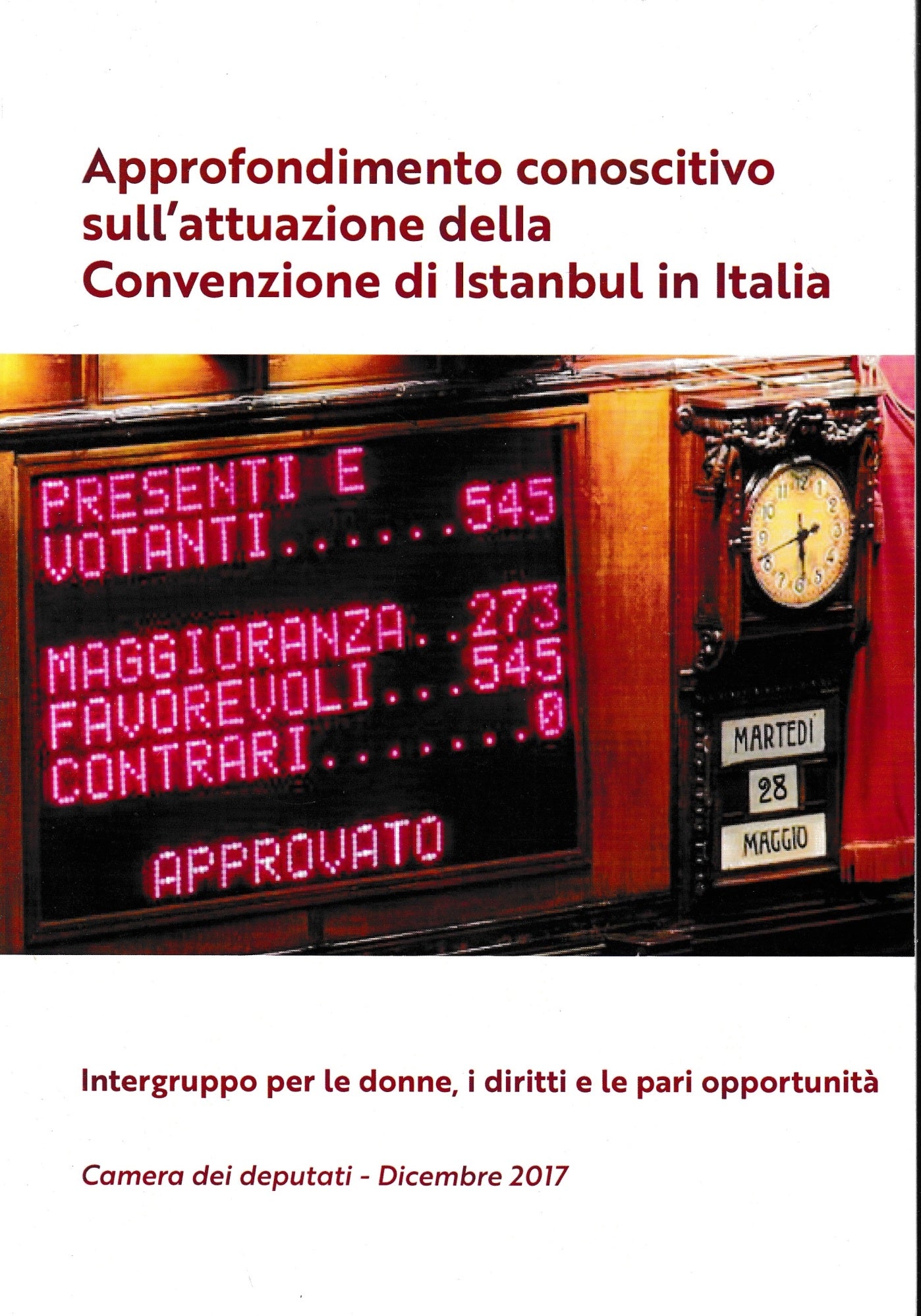 Approfondimento conoscitivo sull'attuazione della Convenzione di Istanbul in Italia - copertina