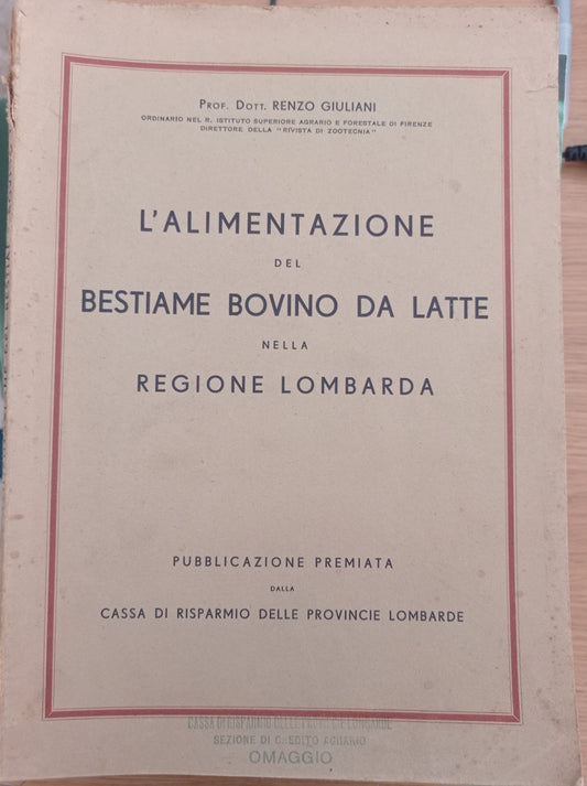 L' alimentazione del bestiame bovino da latte nella regione lombarda - copertina