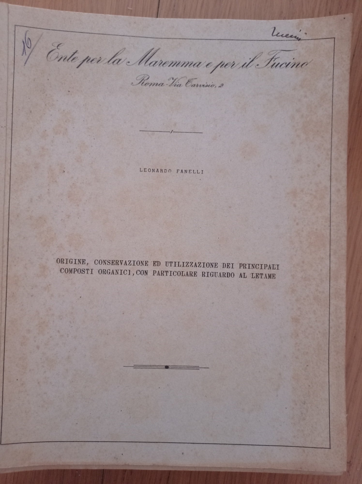 Origine, conservazione ed utilizzazione dei principi composti organici, con particolare riguardo al letame - copertina