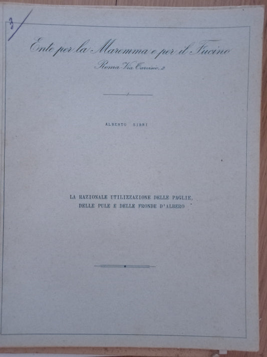La razionale utilizzazione delle paglie, delle pule e delle fronde d'albero - copertina