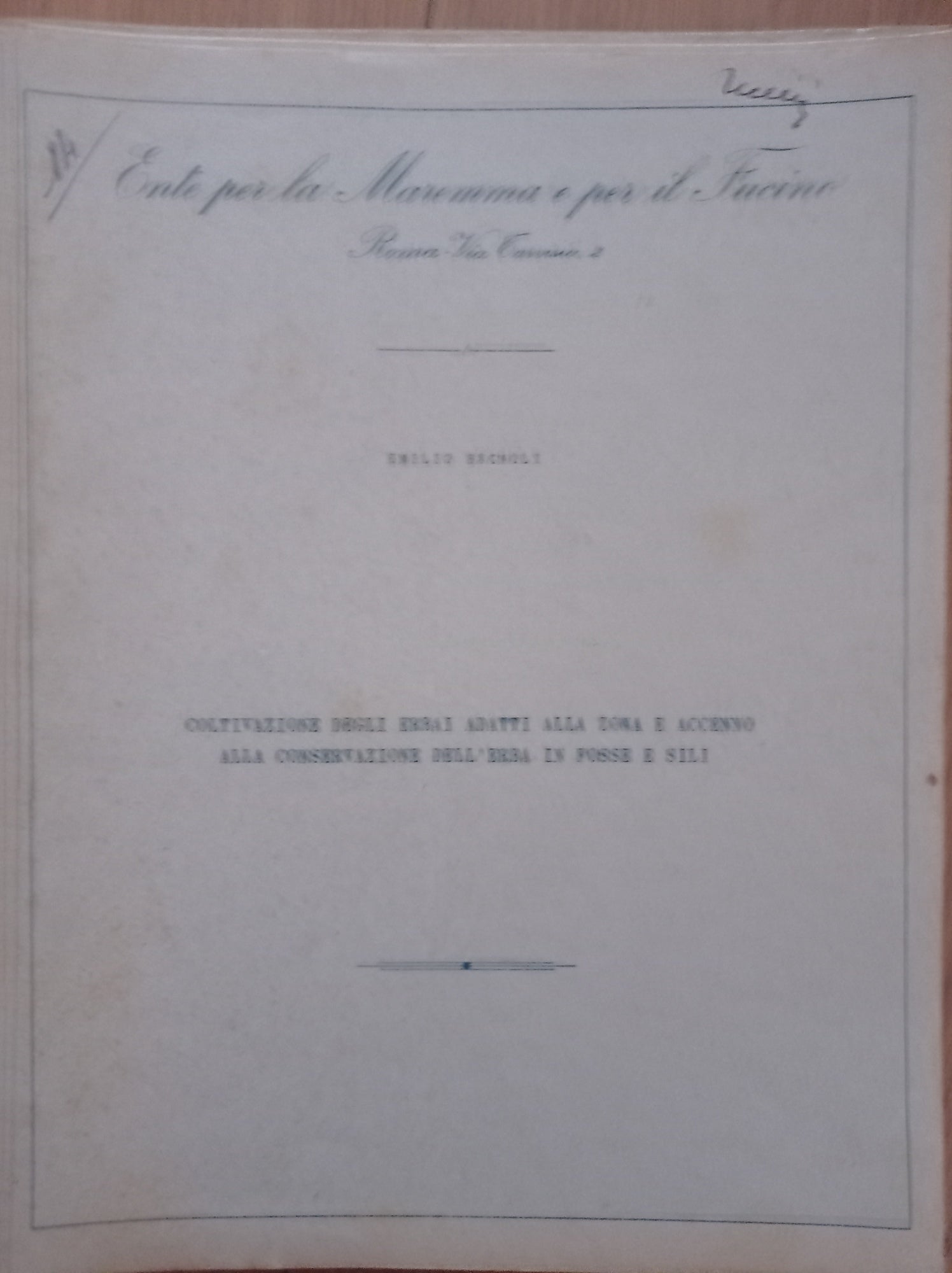 Coltivazione degli arbai adatti alla zona e accenno alla conservazione dell'erba in fosse e sili - copertina