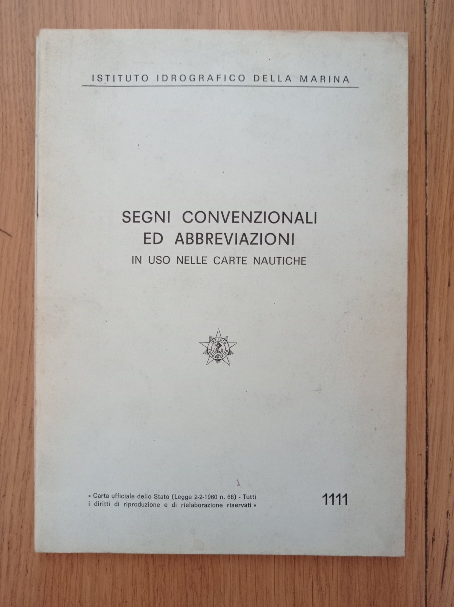 Segni convenzionali ed abbreviazioni in uso nelle carte nautiche - copertina