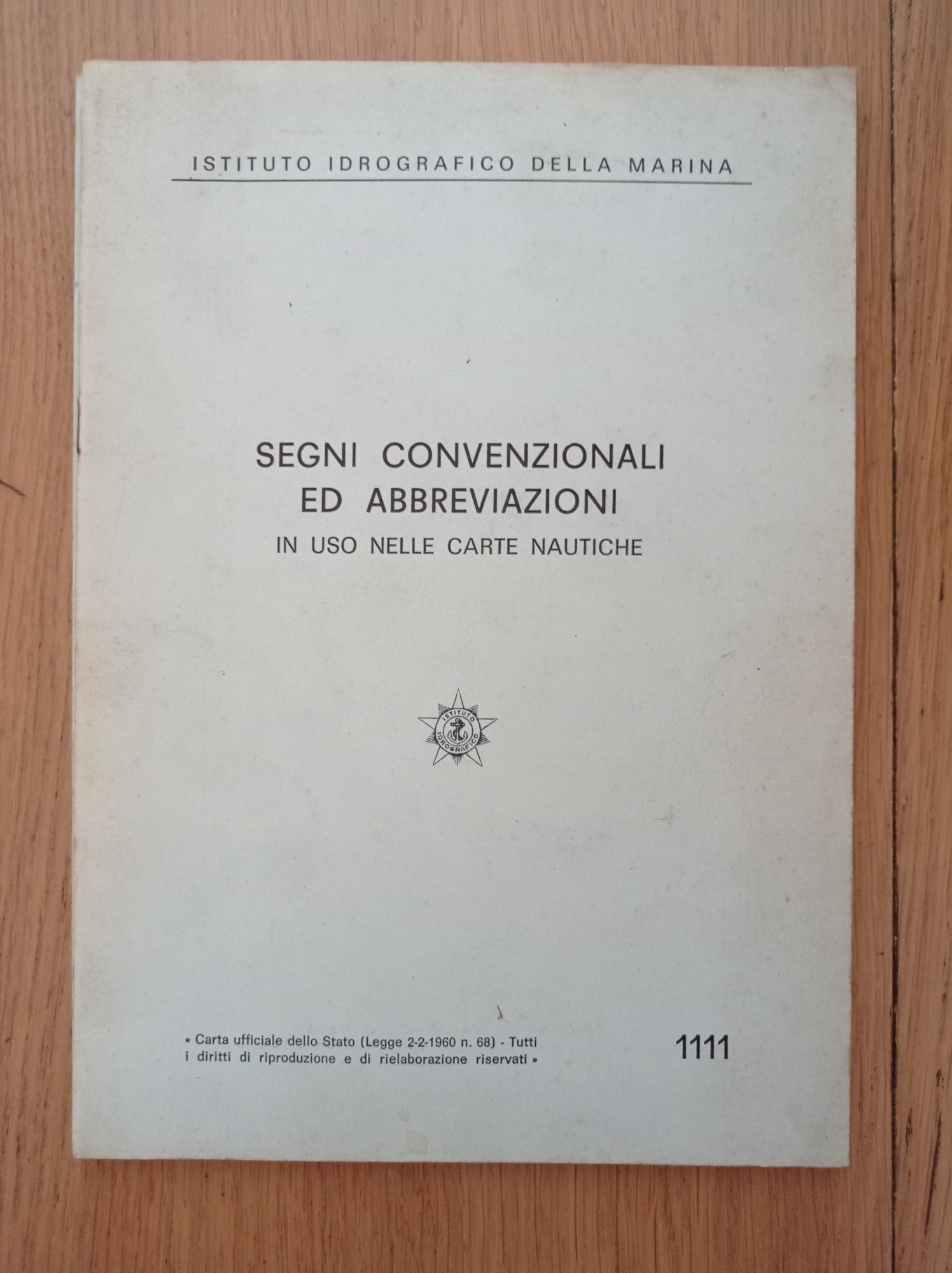 Segni convenzionali ed abbreviazioni in uso nelle carte nautiche - copertina