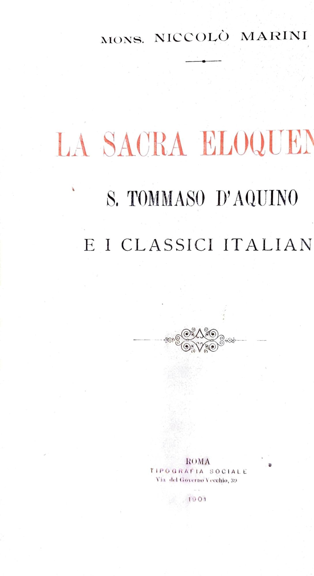 La sacra eloquenza. S. Tommaso d'Aquino e i classici italiani - copertina
