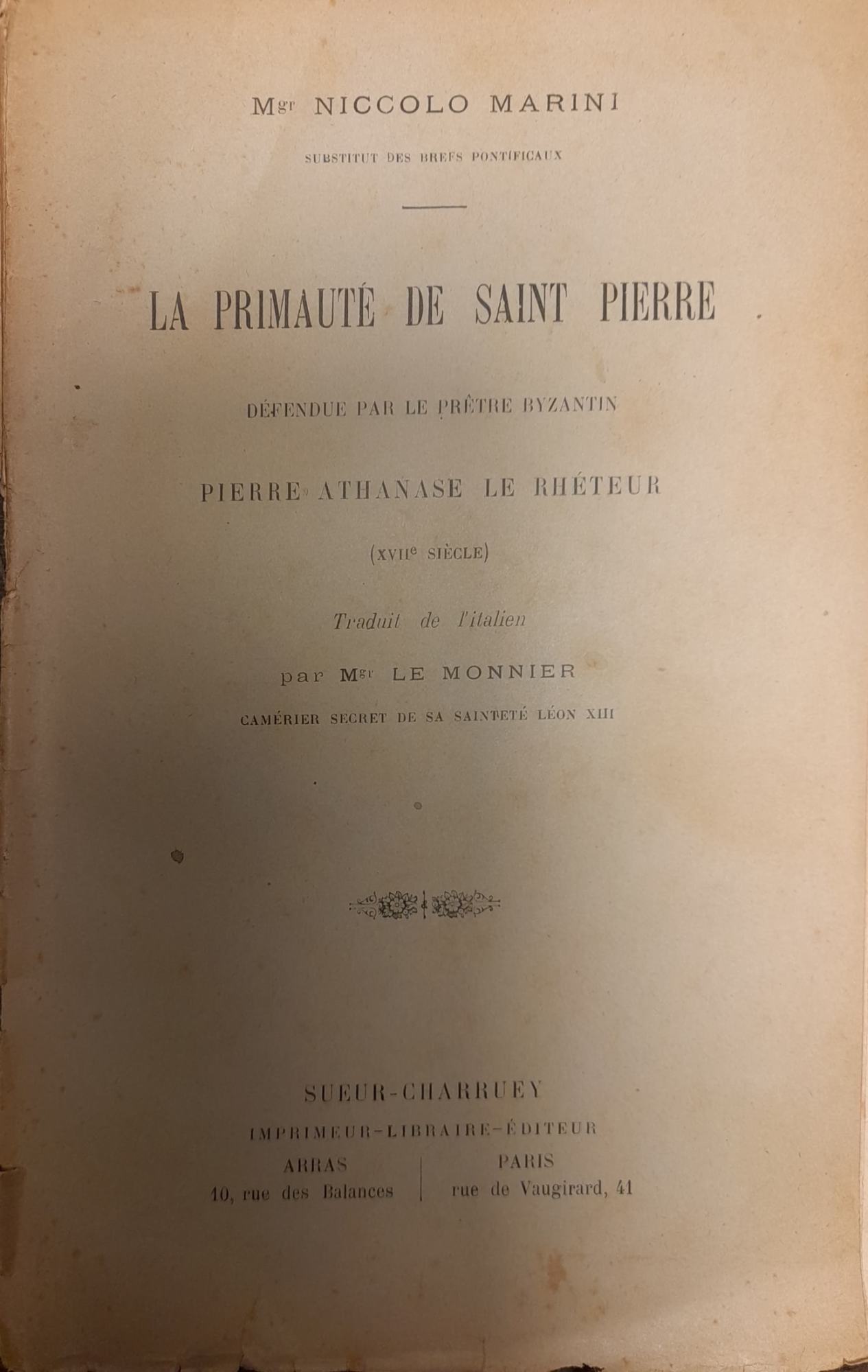 La primautè de Saint Pierre - copertina