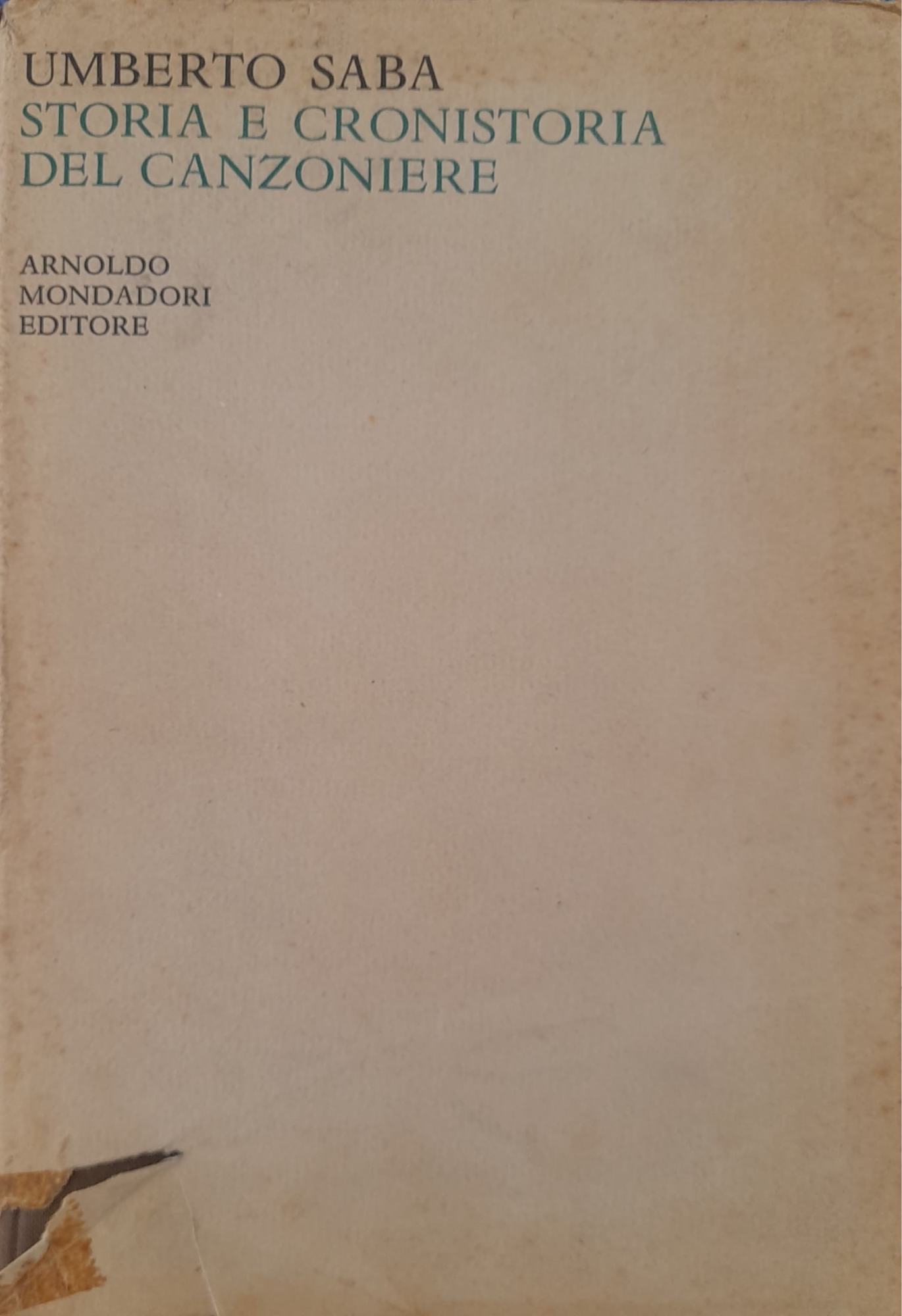 Storia e cronistoria del canzoniere - copertina