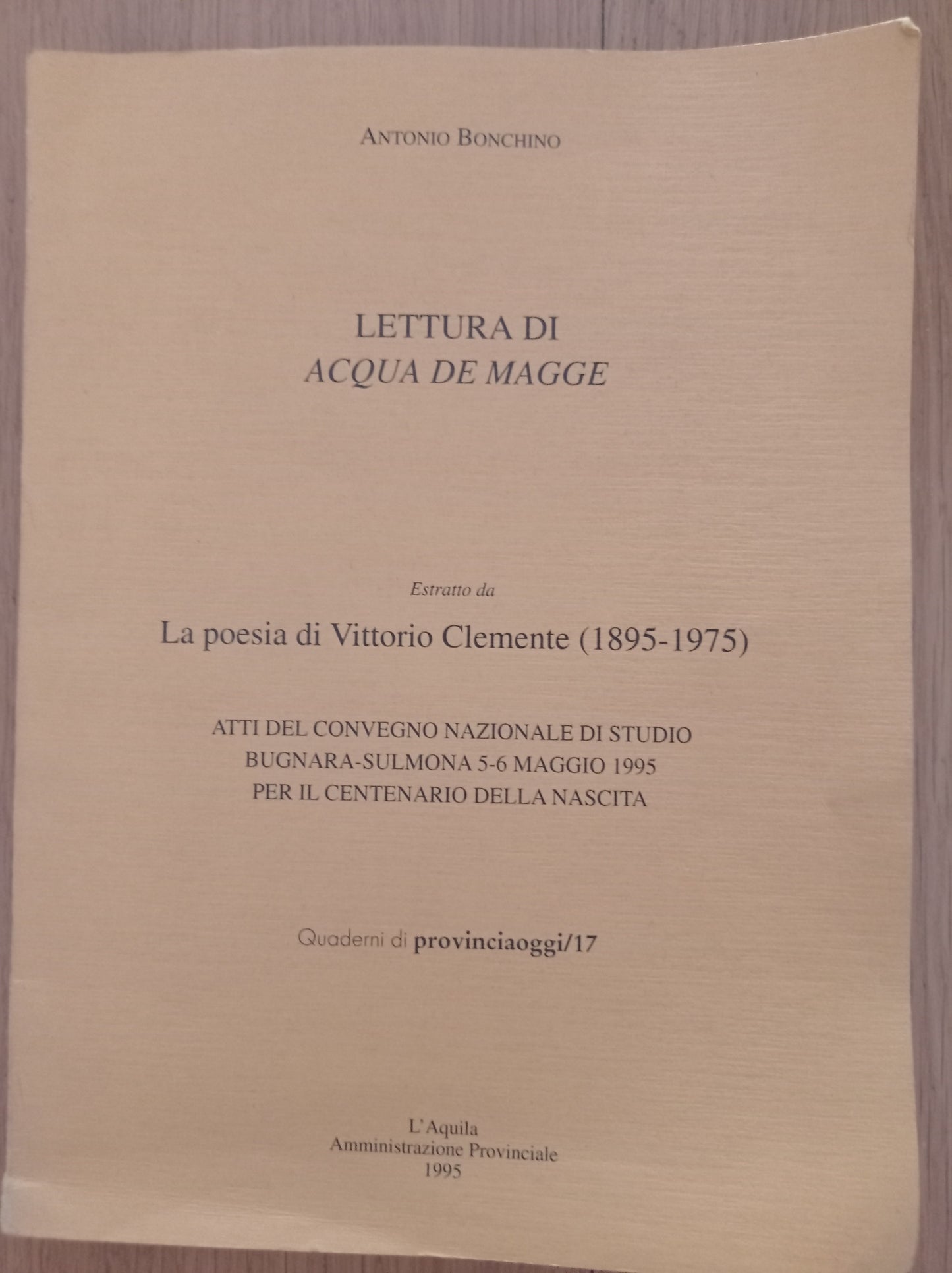 Lettura di acqua de Magge - copertina
