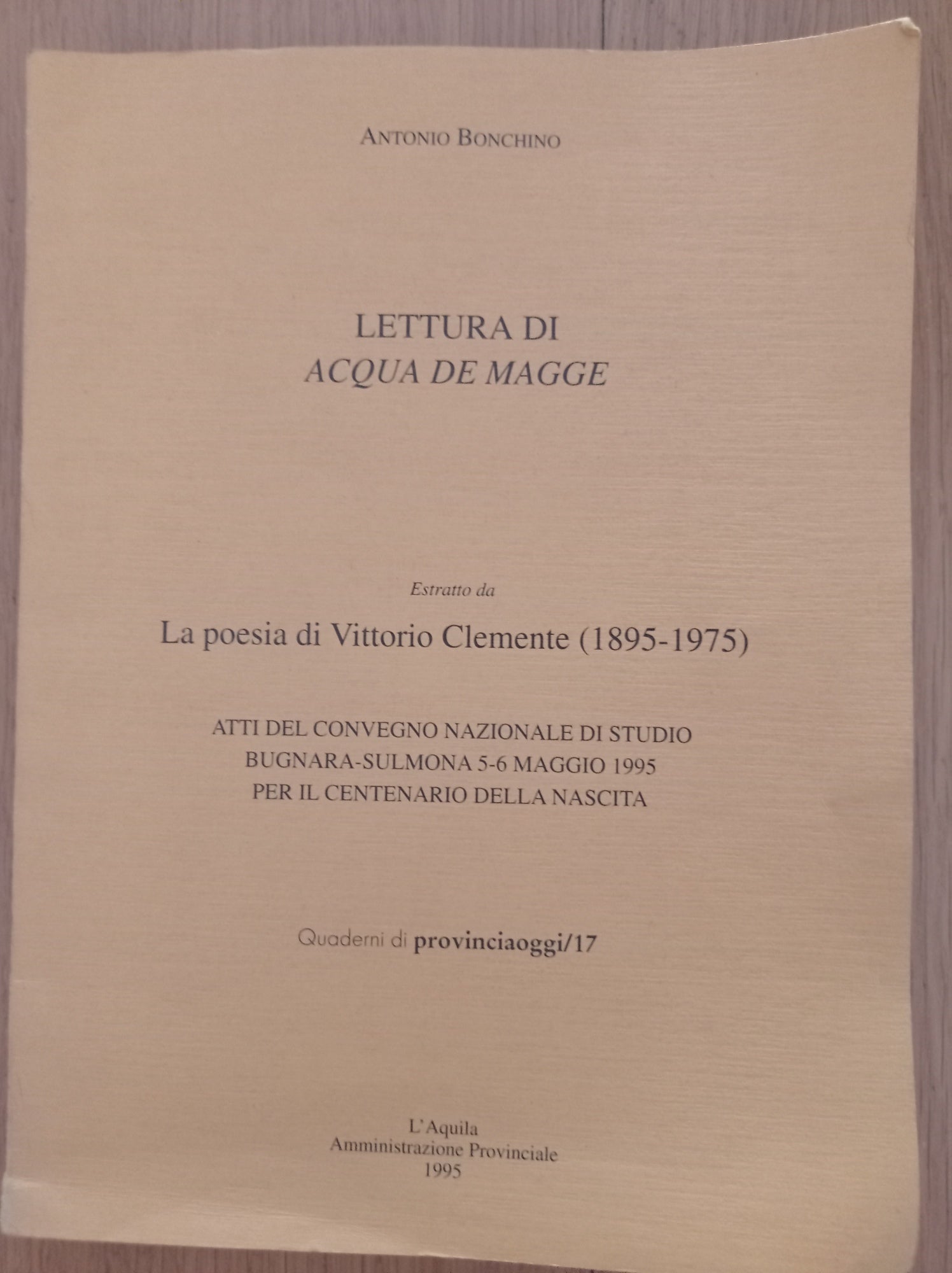 Lettura di acqua de Magge - copertina