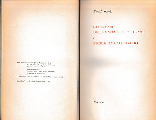 Gli affari del signor Giulio Cesare e storie da calendario - copertina