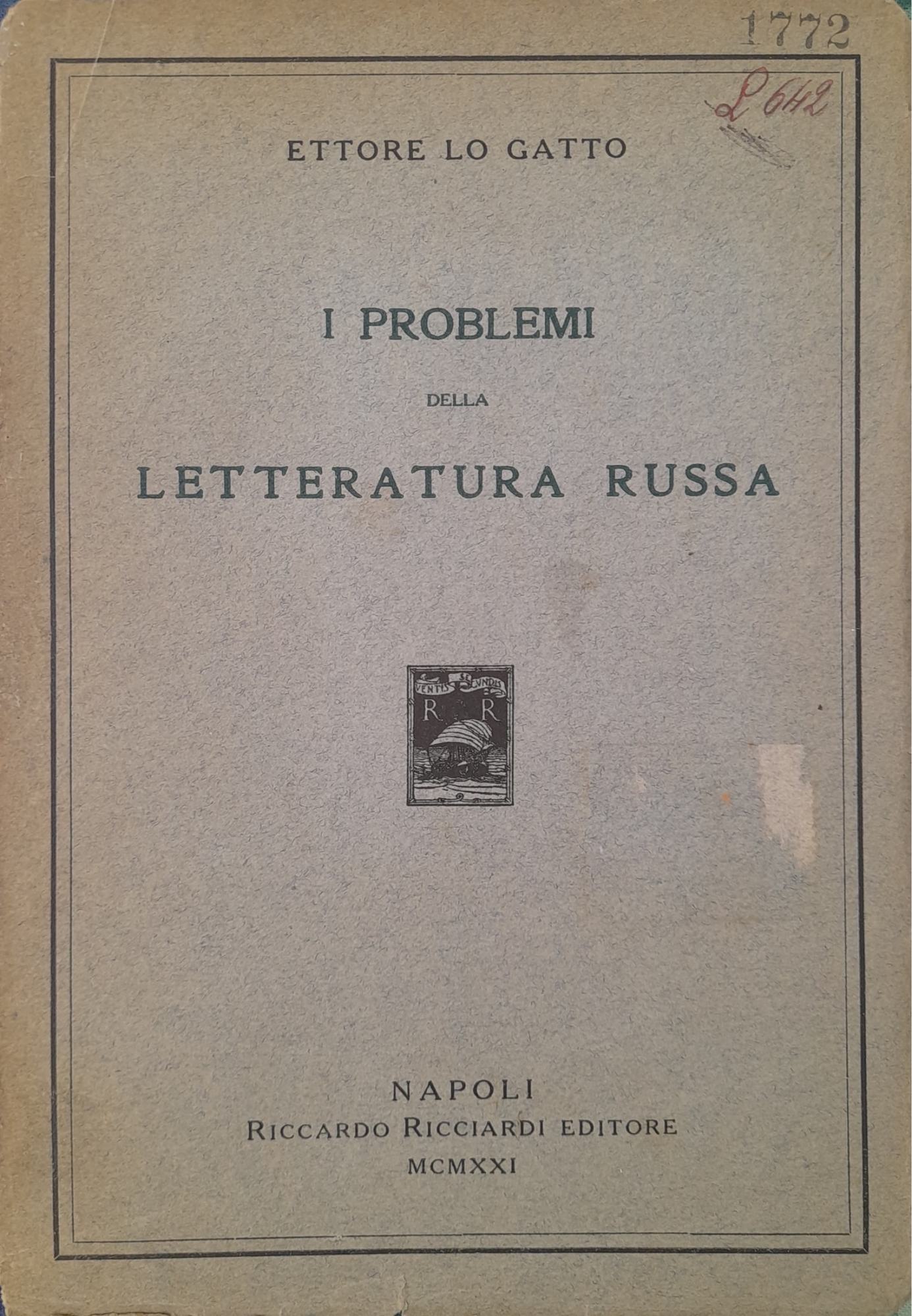 I problemi  della letteratura russa - copertina