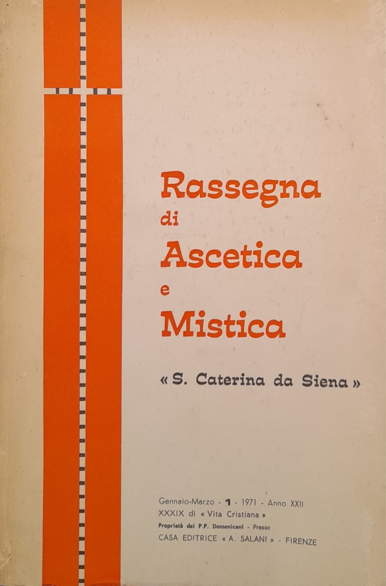 Rassegna di ascetica e mistica "S.Caterina da Siena" (Gennaio -Marzo 1971) - copertina