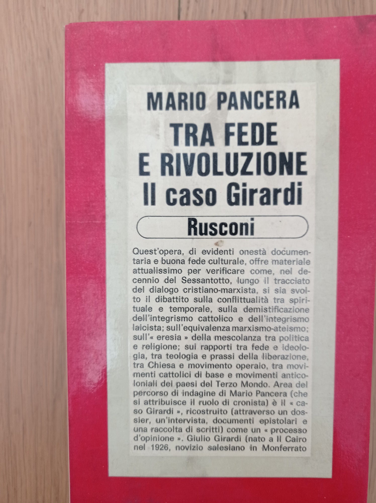 Tra fede e rivoluzione il caso Girardi - copertina